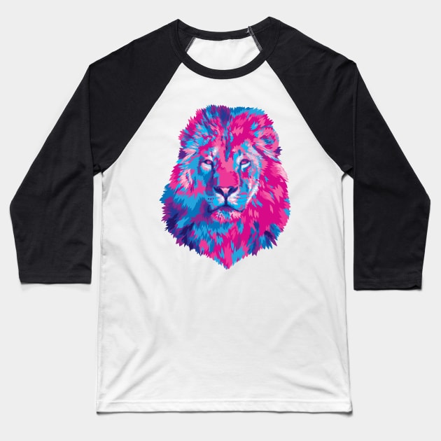 Vivid Lion Stare Baseball T-Shirt by polliadesign